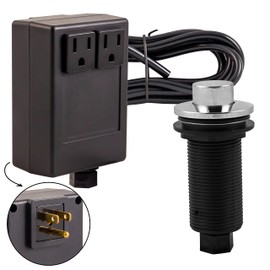 Westbrass RASB-2RB3-26 Sink Top Waste Disposal Air Switch and Dual Outlet Control Box, Raised Button, Polished Chrome