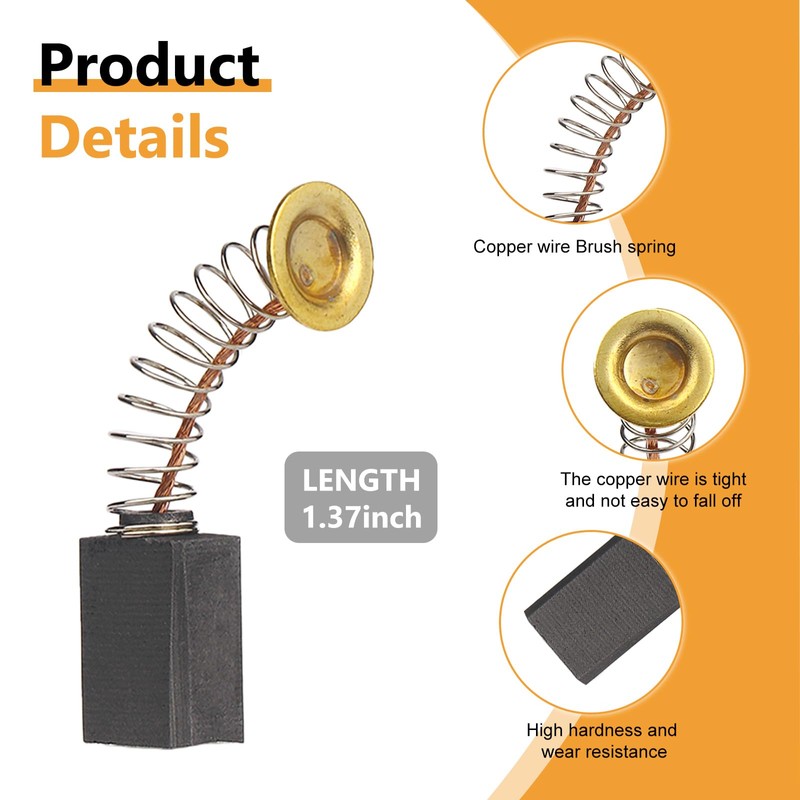 6 Pack 126984 Carbon Brush with Spring for Miller Welder