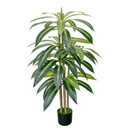 JiaoBaba Artificial Dracaena Tree 4.3FT Dracaena Artificial Plant with Natural Wood Trunk and Lifelike Leaves Artificial Plants for Home Office House Decor Indoor