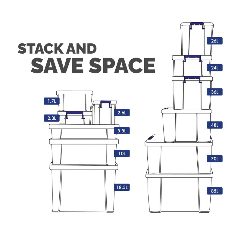 BANKERS BOX Storage Box 1L (6 Pack) - BPA-Free, Stackable