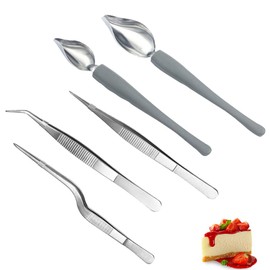 Drawing Decorating Spoons Set Cooking Tweezers Precision Tongs with Precision Serrated Tips and Multi Use Decor Chef Culinary Spoons for Plates Decorating with Comfortable Handle