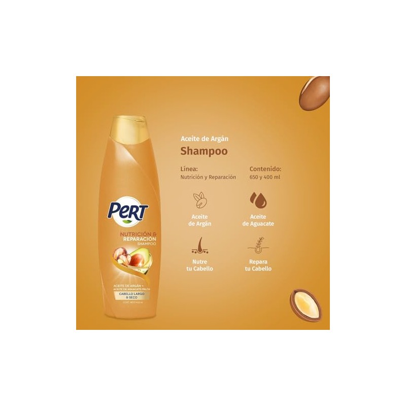 PERT, Shampoo Nutrición Argan | Nutre y reparar tu cabello,