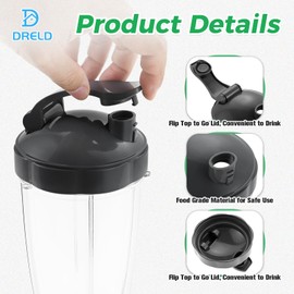DRELD Set of 2 Replacement Parts for Nutribullet Juicer Cups 32 OZ, 2 Pieces Nutribullet Replacement Cups with Lid, Compatible with Nutribullet Juicer 900W/600W (32oz/940ml)