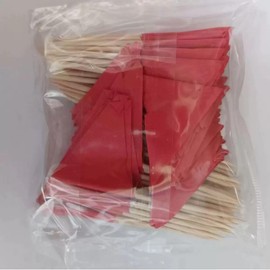 100 PcsMini Solid Red Toothpick Flags Small Plain Triangle, Cupcake Toppers Sticks Blank Flag Fruit Cheese Markers for Wedding Party Buffet Appetizers DIY Decoration