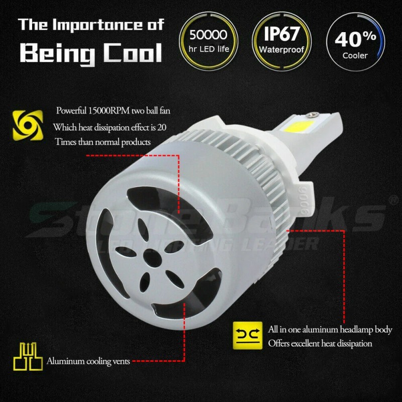 Stone Banks Headlight 4x 9005 + 9006 6000K Combo 200W