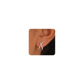 FASHGOOD Silver Stud Earrings for Women - Criss-cross Stud Earrings Dainty Stud Earrings Simple Minimalist Gold Earrings Hypoallergenic Earring for Women