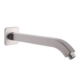 HarJue Shower Arm with Flange and Teflon Tape, Wall Mounted Square Shower Pipe Arm 304 Stainless Steel Extension Arm for Fixed Shower Head & Handheld Showerhead (10 Inch, Brushed Nickel)