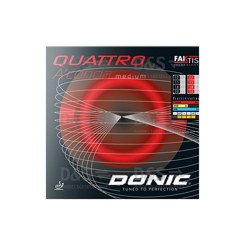 Donic QuattroA'Conda Medium Table Tennis Rubber (Black, 1.8mm)