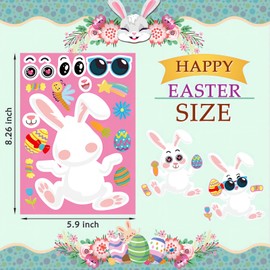 Easter Stickers for Children, Make Your Own Easter Stickers for Kids, Easter Crafts for Kids, Craft Make Easter Bunny Face Stickers for Easter Party Games