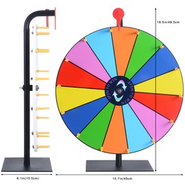 QRKMCFJM 16 Inch Heavy Duty Prize Wheel - Color Editable Spinning Wheel with 14 Slots, Dry Erase Marker & Eraser - Perfect for Spin The Wheel of Fortune, and Prize Spinner with Stand - Ideal