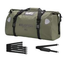 UROUK Waterproof Duffel Bag 66L Motorcycle Travel Dry Bag with Quick-fixed Straps for Motorcycling, Rafting, Boating, Camping, Black, Green