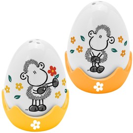 Sheepworld Egg Cup Shaker Set with "Together" Motif, 4-Piece Set, Consisting of Salt and Pepper Shakers in Egg Shape and 2 Matching Egg Cups, Gift Easter, Easter Nest, 48582