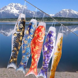 Carp Streamer, Gold Leaf Carp 5 Colors, 23.6 inches (60 cm), May, Tango Festival, Garden, Veranda Decoration