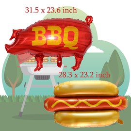 10Pcs Picnic BBQ Party Balloons Hamburger Hot Dog Ketchup Mustard Bottle Balloons for BBQ Picnic Cookout Summer Birthday Baby Shower Party Decorations Supplies