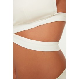 Trendyol Women Triangle Knit Bikini Top Ecru