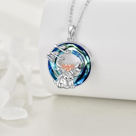 VONALA Animal Necklace 925 Sterling Silver Highland Cow/Axolotl/Elephant/Unicorn/Cat Crystal Pendant Chain Jewellery Birthday Gift for Women Girls Daughter, Sterling Silver, Crystal