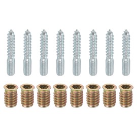 sourcing map M8x50mm Hanger Bolts, 8pcs 31mm Wood Dowel Screw Self-Tapping Screw with 8pcs M8x20mm Threaded Insert Nuts Interface Hex Socket Drive, for Joint Furniture Legs