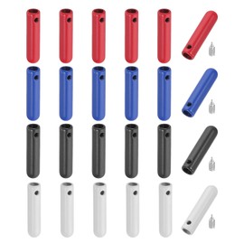 PATIKIL Pack of 24 Shoelaces Tips with Screw, Alloy 25 mm Aglets Shoes Lace and Cord End Cap Replacement for DIY Clothing Cords, 4 Colours, Red, blue, white, black