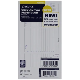 Filofax 2019 Personal/Compact Week to View Refill, Horizontal, Jan 2019- Dec 2019, 6.75 x 3.75 inches (C68420-19)
