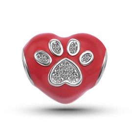KunBead Jewelry Mum I Love You Heart Dog Paw Crystal Beads for Charms Bracelet for Women Mum Gifts fom Son