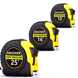 3 Pack Tape Measure,Easy Read Measuring Tape Retractable with Fractions 1/8, Measurement Tape (Yellow 1, 10FT&16FT&25FT)
