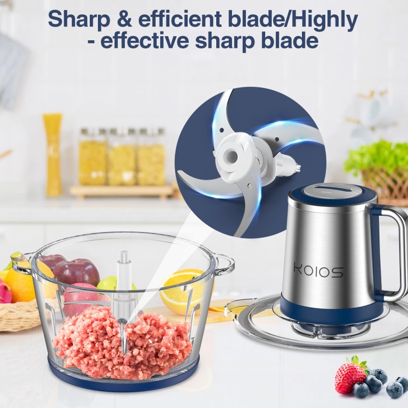 KOIOS Electric Food Processor & Meat Grinder with 2 Bowls