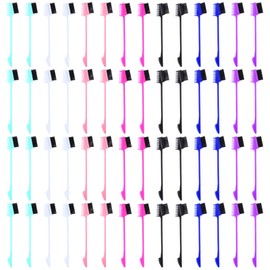 56PCS 3-in-1 Hair Edge Brush & Comb Set, Double-Sided Styling Tool with Soft Bristles for Smoothing Baby Hairs & Edges, 7 Vibrant Colors (Black, Pink, Rose Red, Purple, Blue, Green, White) - 8 of Each