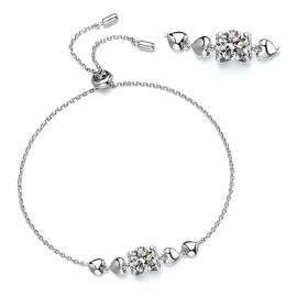 Pulseras Joyería Plata Pt950 Moissanita Regalo Para Mujer