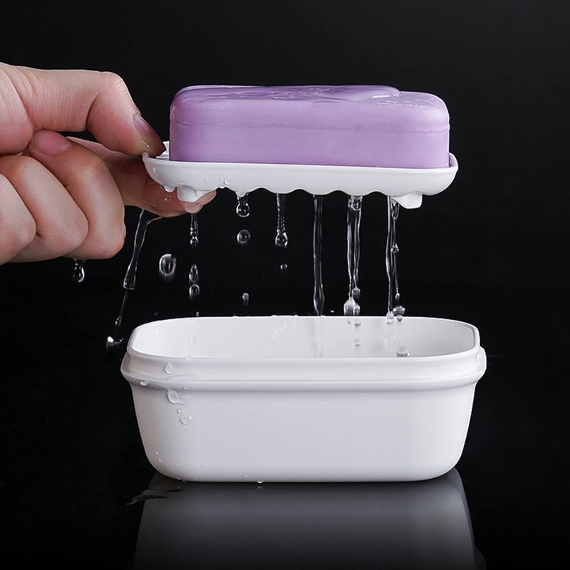MXY Soap Box, Travel Soap Case with Lid and Drain