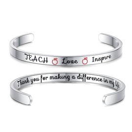 Teacher Gifts for Women - Thank You Teacher Gifts for Teacher, Teacher Appreciation Bracelet Gifts Birthday Gift Christmas Gifts for Teacher from Students | Gift for Teacher, Teach Love Inspire