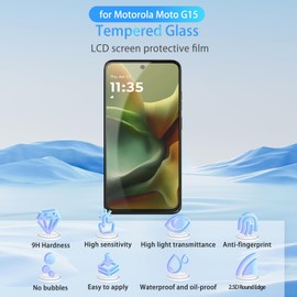 NOUKAJU Screen Protector for Motorola Moto G15, HD Tempered Glass,Scratch Resistant,Durable and Drop-Proof,Tempered Glass Screen Protector for Moto G15 6.72inch[2pack]