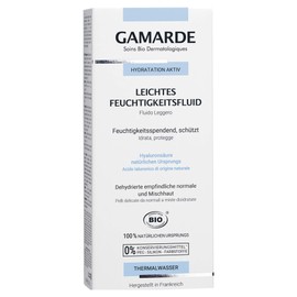 GAMARDE Bio-Kosmetik: Leichtes Feuchtigkeits-Fluid mit Aloe Vera & Hyaluronsäure gegen trockene Haut I Vegan & ohne chemische Inhaltsstoffe I Hydrations-Fluid für normale bis empfindliche Haut I 40 ml