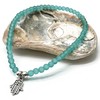 Sea Green Frosted Glass Bead Anklet with Silver Plated Hamsa/Fatima's