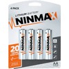 NINMAX Lithium AA Batteries 4 Pack, 3500mAh 1.5V Longest Lasting