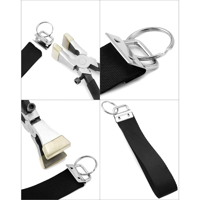 QWORK Pack of 40 Silver Lanyard Blanks with Key Ring