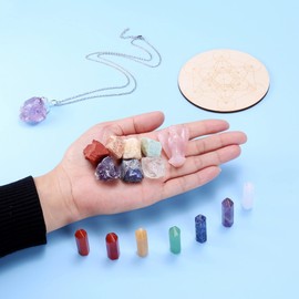 JSDDE Heilsteine Set, Natürliche Edelsteine Set, Chakra Steine, Formlos Amethyst Anhänger Halskette, Wassersteine Mineralien Steine, Kristalltherapie Reiki Glücksbringer Deko für Büro Zimmer Wohnung