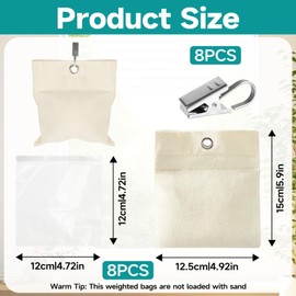 Muyohix Set of 8 Weight Bags for Outdoor Curtains, Portable Weight Bag, Outdoor Curtain, Canvas Weights, Outdoor Curtain, Sandbag for Garden, Gazebo, Curtains, Tents, Tablecloths