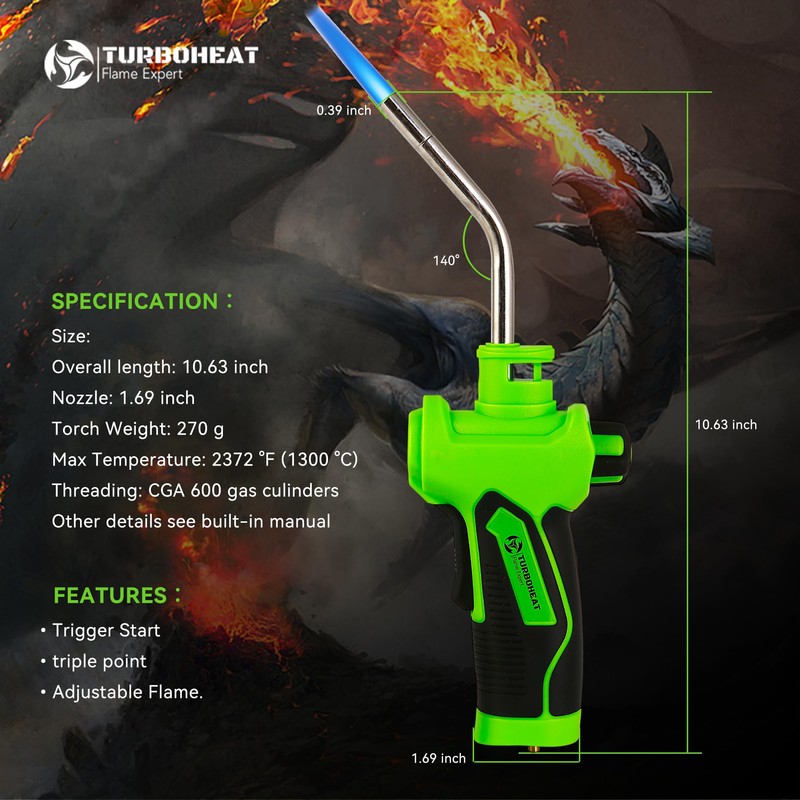 Trigger Ignition Torch Head Kit with Rubber Grip - for