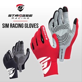 ＳＴＲＡＳＳＥ STRASSE sports actiity Gloves Simulator Racing Driving Steering Wheel Controller (Red, Xl)