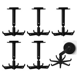 Duoleimi 6 Stück 360° drehbarer Hakenleiste für Küchenutensilien, kein Bohren Selbstklebende Haken, Multifunktionsmöbel zur Aufbewahrung von Kochbesteck, Platzsparende Hängeleiste für Küche/Bad.