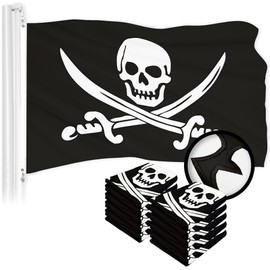G128 10 Pack: Pirate Jolly Roger Swords Flag | 2.5x4 Ft | ToughWeave Series Embroidered 300D Polyester | Novelty Flag, Embroidered Design, Indoor/Outdoor, Brass Grommets