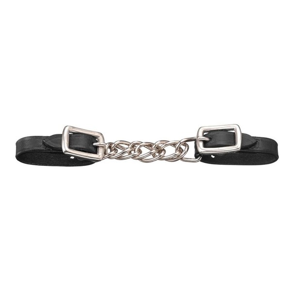 Tough-1 Mini Leather Flat Chain Curb Strap Black