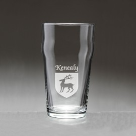 Kenealy Irish Coat of Arms Pub Glasses - Set of 4 (Sand Etched)