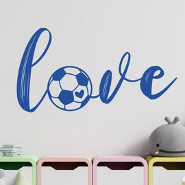 GRAZDesign Wandtattoo Fußball Kinderzimmer Junge Spruch LOVE Wandaufkleber selbstklebend - 108x57cm / rot