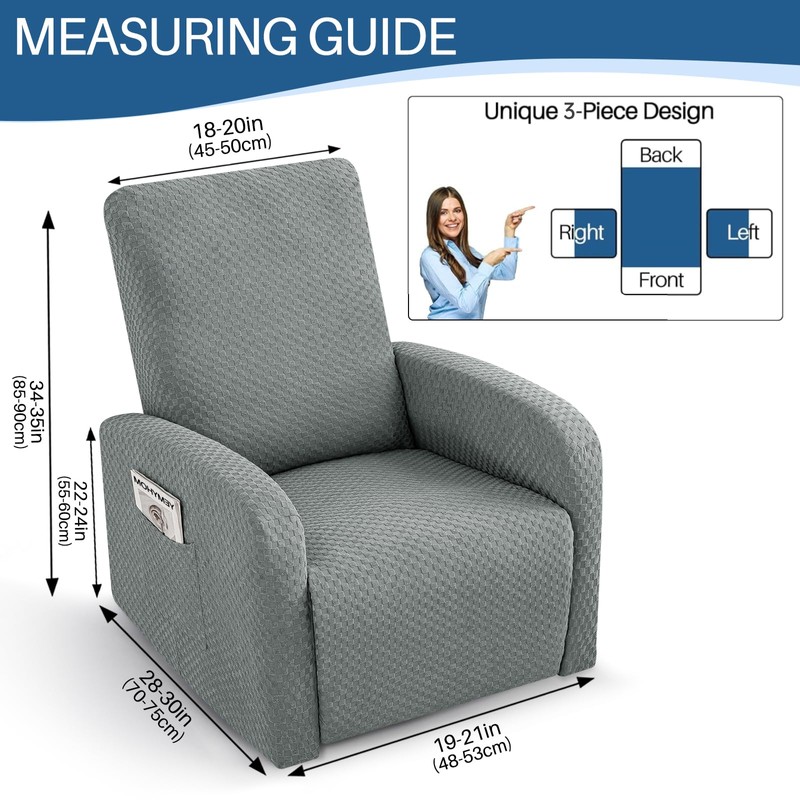 YEMYHOM 4 Pieces Stretch Recliner Slipcover Latest Jacquard Small Recliner
