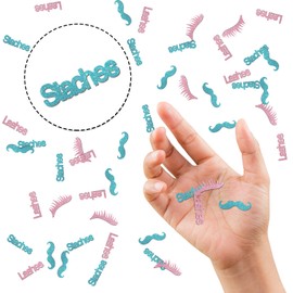 INNORU Staches or Lashes Confetti Glitter, Baby Shower Table Confetti, Gender Reveal Paper Scatter, Boy or Girl Table Decorations Confetti, 120pcs