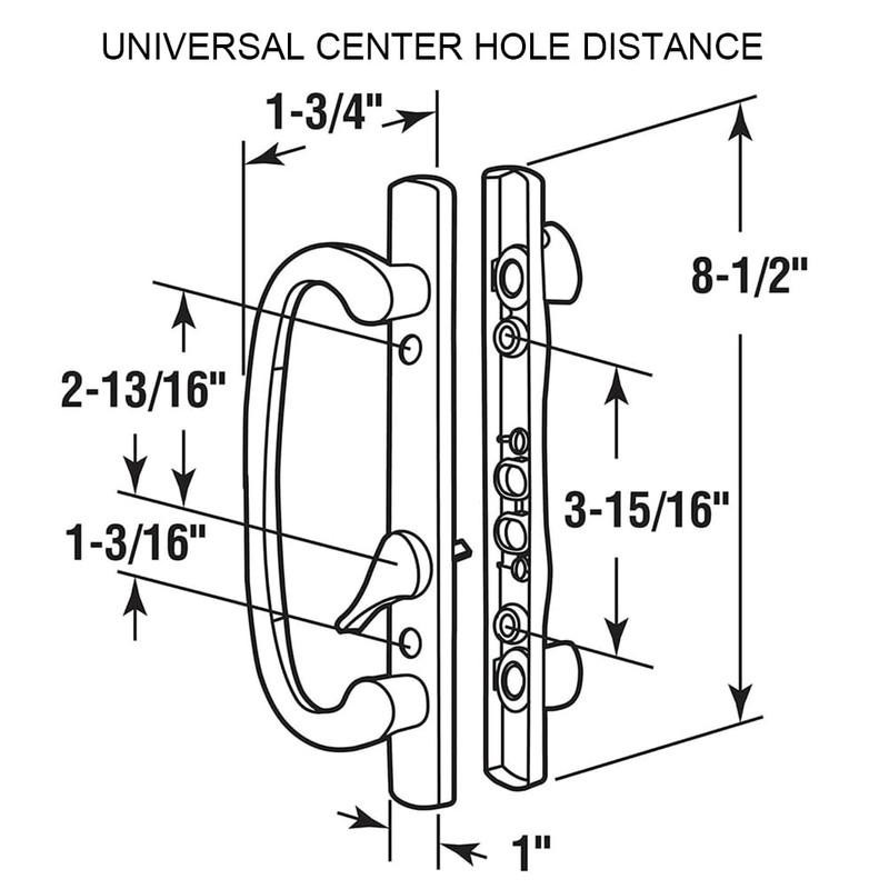 ALLYWASAI 46-02 Offset Latch Sliding Patio Door Handleset Fits 3-15/16"