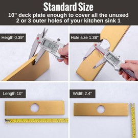 iVIGA 10" Sink Faucet Hole Cover Deck Plate for Bathroom & Kitchen Vanity Sink, Gold Escutcheon Plate Stainless Steel Outside Faucet Cover Cap Rectangle Mixer Tap