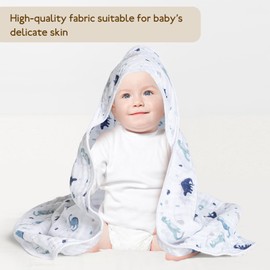 david's kids 2 Pack Hooded Baby Towels, 100% Muslin Cotton Baby Bath Towels, Ultra Soft Breathable Absorbent Towels for Infant Toddler and Kids, Newborn Essentials, Large 32x32Inch, Dinosaur