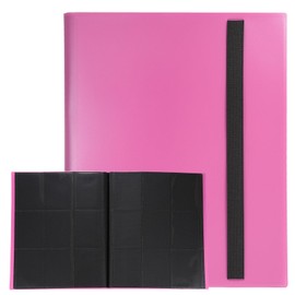 sourcing map 9 Pocket Trading Card Binder, PU Cover Card Collection Binder 360 Side Loading Card Binder Card Album Folder for TCG, Game Cards, Sports Cards(Rose Red)